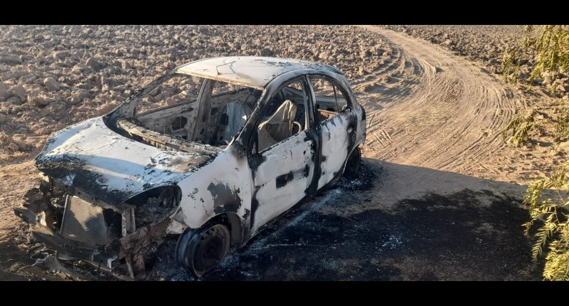 VEHÍCULO ROBADO FUE LOCALIZADO DESVALIJADO Y CALCINADO EN UNA TERRACERÍA DEL MUNICIPIO DE EL LLANO, AGS
