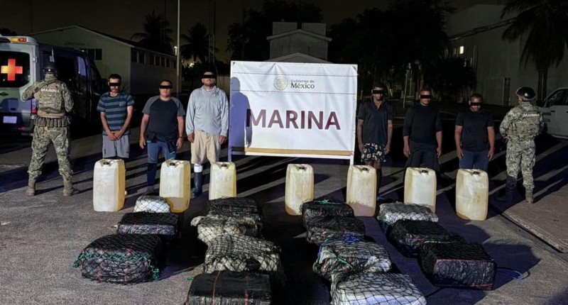 ASEGURAN 650 KILOGRAMOS DE COCAÍNA FRENTE A COSTAS DE MICHOACÁN; HAY SEIS DETENIDOS