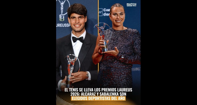 CARLOS ALCARAZ Y ARYNA SABALENKA GANAN PREMIO LAUREUS COMO MEJORES DEPORTISTAS DEL AÑO
