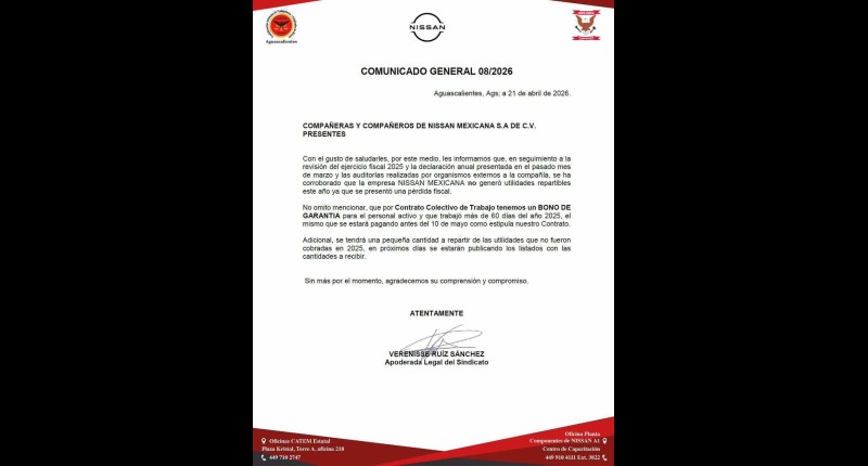 NISSAN MEXICANA SIN UTILIDADES ESTE AÑO POR PÉRDIDA FISCAL