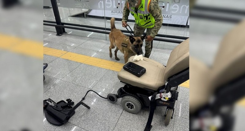 CAE EN EL AICM SUJETO QUE TRANSPORTABA CASI NUEVE KILOS DE COCAÍNA ESCONDIDOS EN UNA SILLA DE RUEDAS