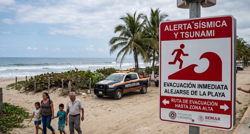 CHIAPAS Y TABASCO, SIN DAÑOS POR SISMO: SHEINBAUM; MARINA ALERTA DE EFECTO TSUNAMI