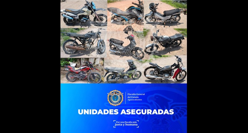 FISCALÍA GENERAL DEL ESTADO DE AGS ASEGURA NUEVE MOTOCICLETAS DURANTE OPERATIVO DE VERIFICACIÓN