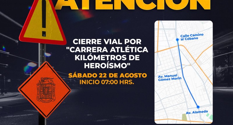 ANUNCIAN CIERRES VIALES EN AGS POR LA `CARRERA ATLÉTICA KILÓMETROS DE HÉROÍSMO´