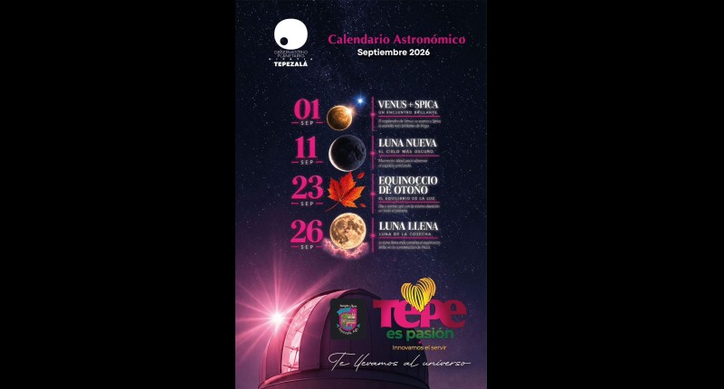 CALENDARIO ASTRONÓMICO: TEPEZALÁ SEPTIEMBRE 2026