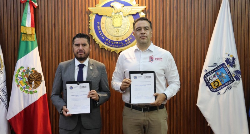 RINCÓN DE ROMOS SE INTEGRA AL SISTEMA DE IDENTIFICACIÓN CRIMINAL; FIRMAN CONVENIO EL FISCAL GENERAL Y EL PRESIDENTE MUNICIPAL